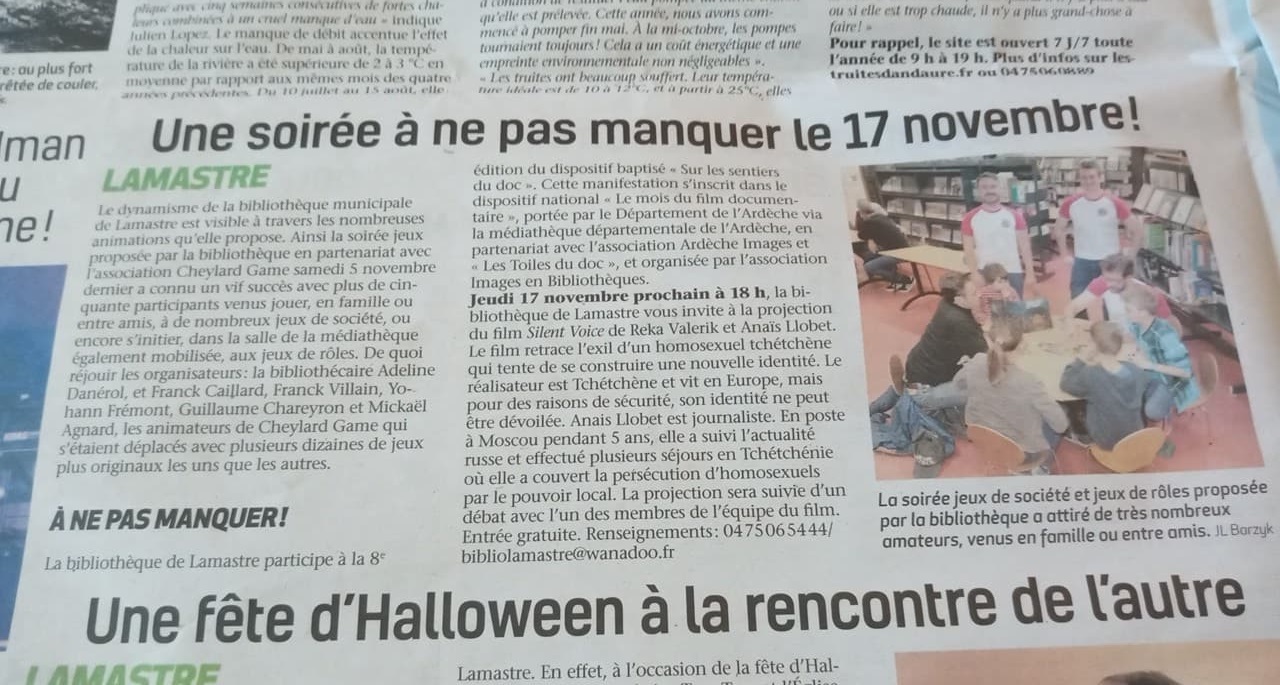 Article Soirée Jeux Lamastre 5nov22